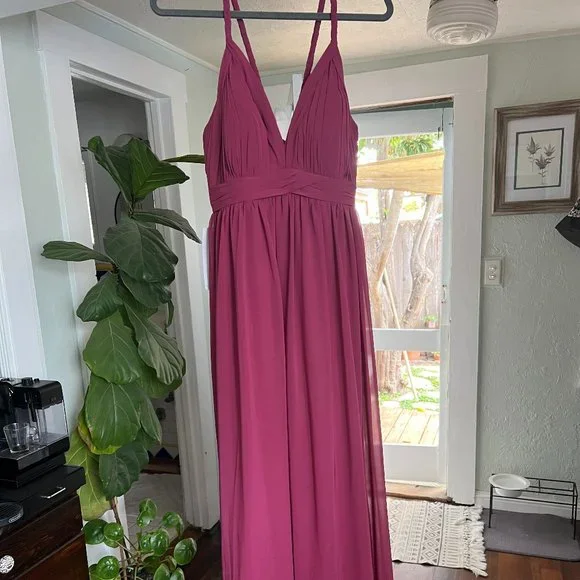 Azazie Rowena Bridesmaids Dress, Mulberry, Size 10 - Picture 1 of 6
